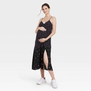 The Nines by HATCH™ Slip Maternity Dress Black Pink Floral